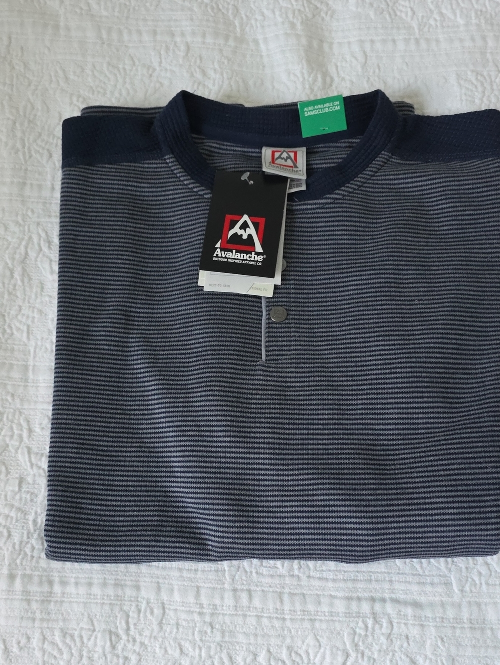 Avalanche Navy and White Striped Crewneck Sweater